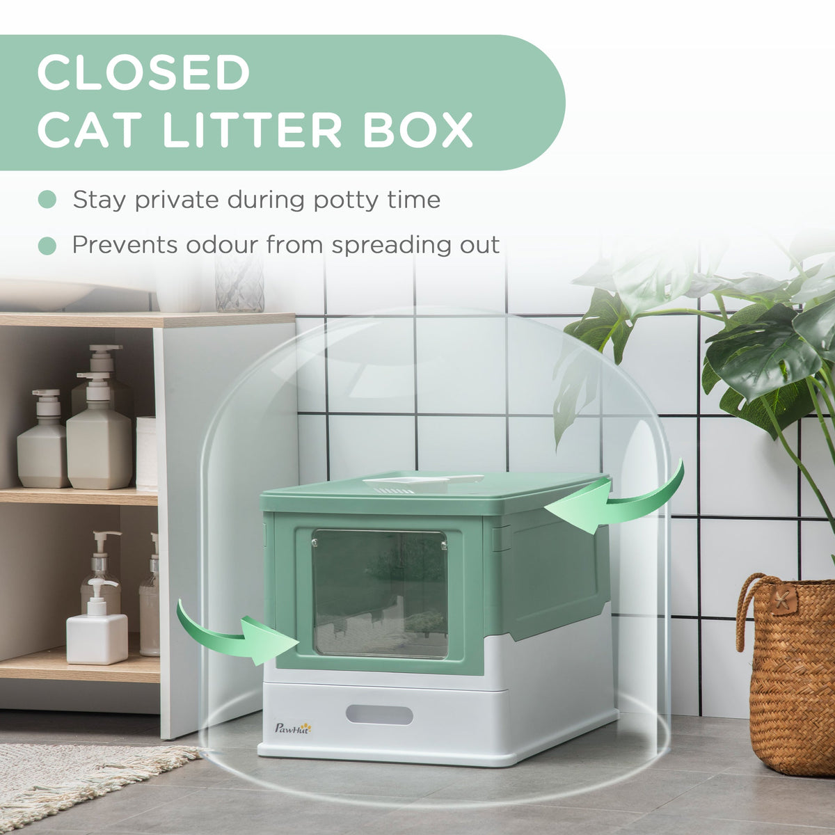 Fully Enclosed Cat Litter Box Portable Pet Toilet With Spoon Large