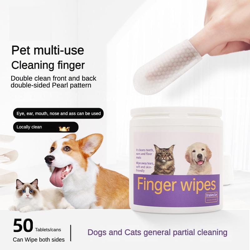 3-in-1 Pet Finger Wet Wipes for Dogs & Cats Teeth Cleaning Wipes