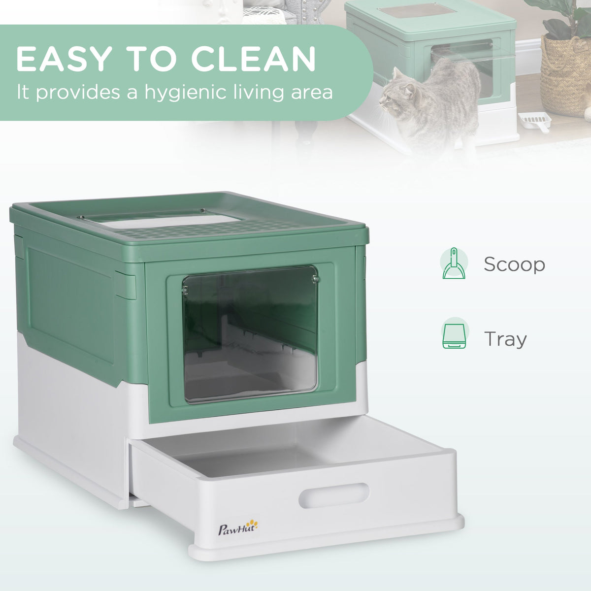 Fully Enclosed Cat Litter Box Portable Pet Toilet With Spoon Large