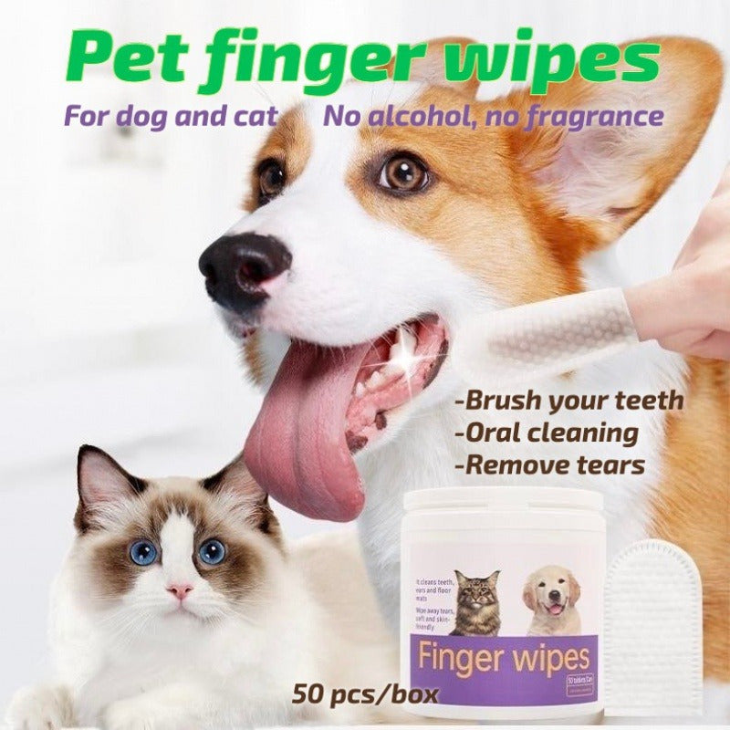 3-in-1 Pet Finger Wet Wipes for Dogs & Cats Teeth Cleaning Wipes